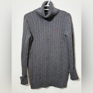 Ralph Lauren Sport Gray Cable Knit Turtleneck Sweater Womens Medium Flawed